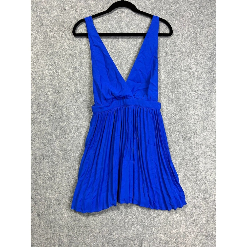 Superdown Revolve Dress Women Small Cobalt Blue Sharona Pleated Mini Dress